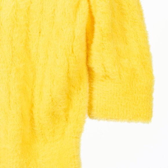 Gucci x Adidas Yellow Fuzzy Cable-Knit Embroidered Short-Sleeve Sweater - Picture 7 of 13